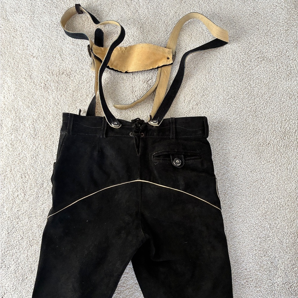 Traditional Black Lederhosen with Embroidery - Picture 2 of 3